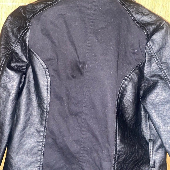 Black leather and denim jacket with tags - Picture 3 of 3